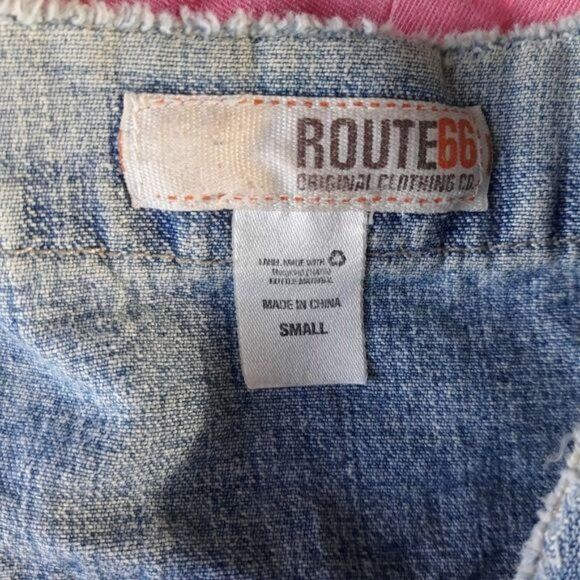 Vintage 80's Route 66 Distressed Raw Hem Light Wash Cropped Jean Vest Sz S - Picture 3 of 7